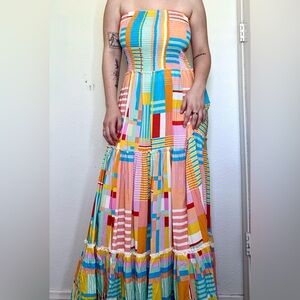 Pastel strapless maxi dress